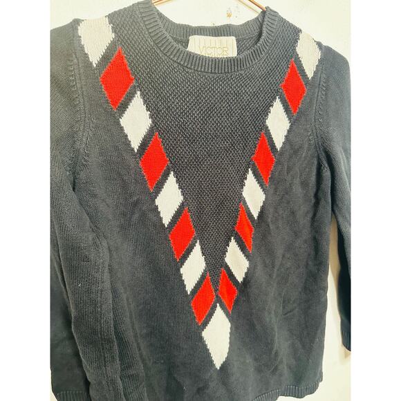 VICTOR GLEMAUD Black Red White Candy Detail Cotton Cashmere V Front Sweater S - Picture 7 of 15